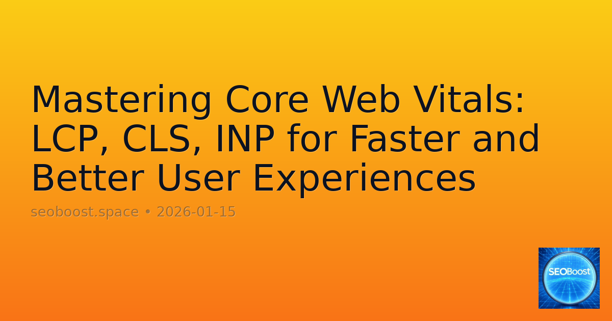 Mastering Core Web Vitals: LCP, CLS, INP for Faster and Better User Experiences