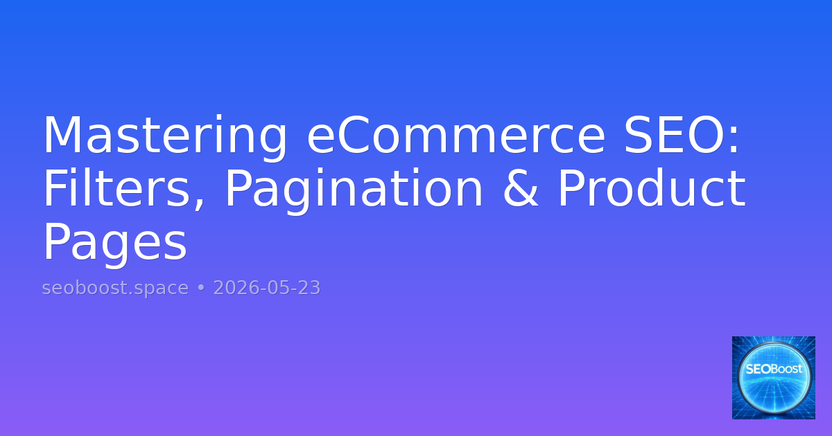 Mastering eCommerce SEO: Filters, Pagination & Product Pages