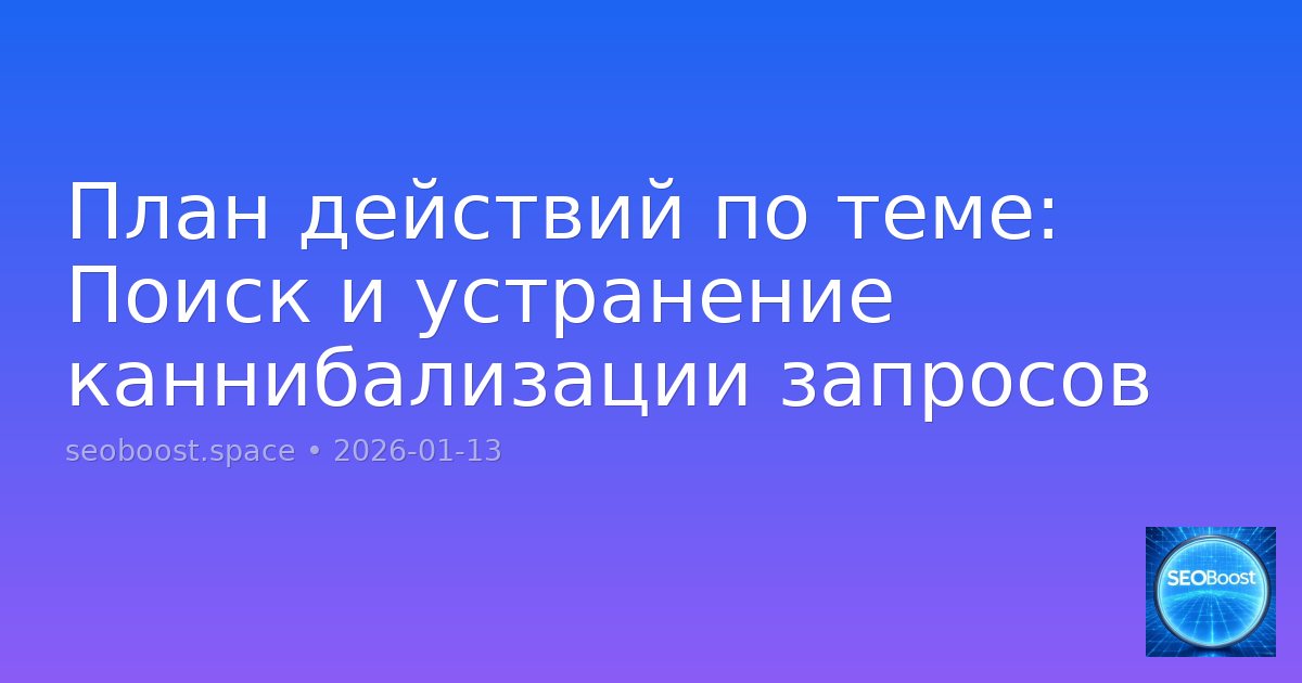 План действий по теме: Поиск и устранение каннибализации запросов