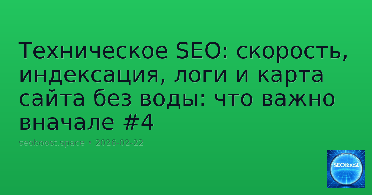 Техническое SEO: скорость, индексация, логи и карта сайта без воды: что важно вначале #4