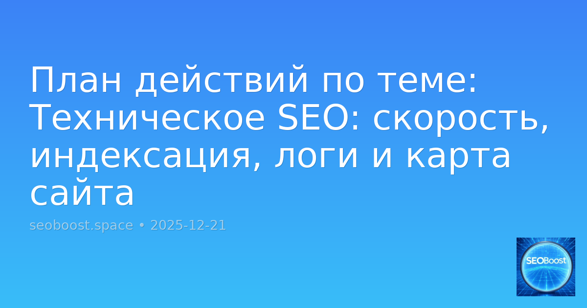 План действий по теме: Техническое SEO: скорость, индексация, логи и карта сайта
