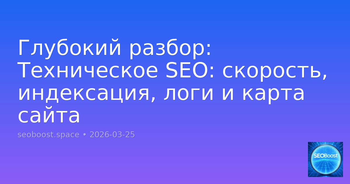 Глубокий разбор: Техническое SEO: скорость, индексация, логи и карта сайта