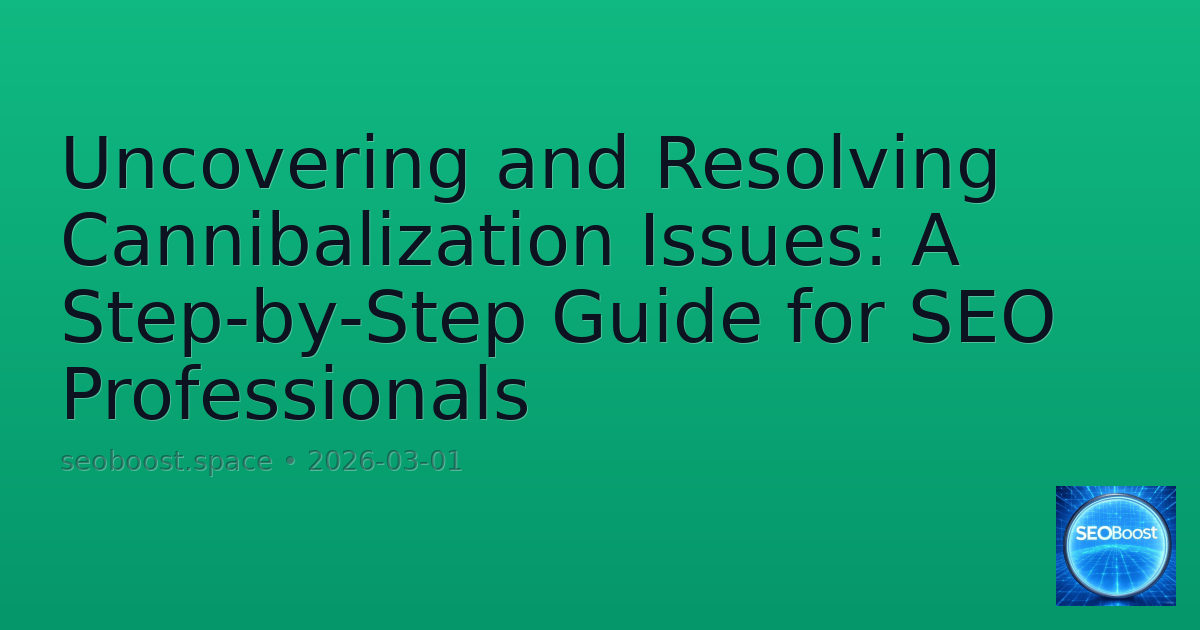 Uncovering and Resolving Cannibalization Issues: A Step-by-Step Guide for SEO Professionals