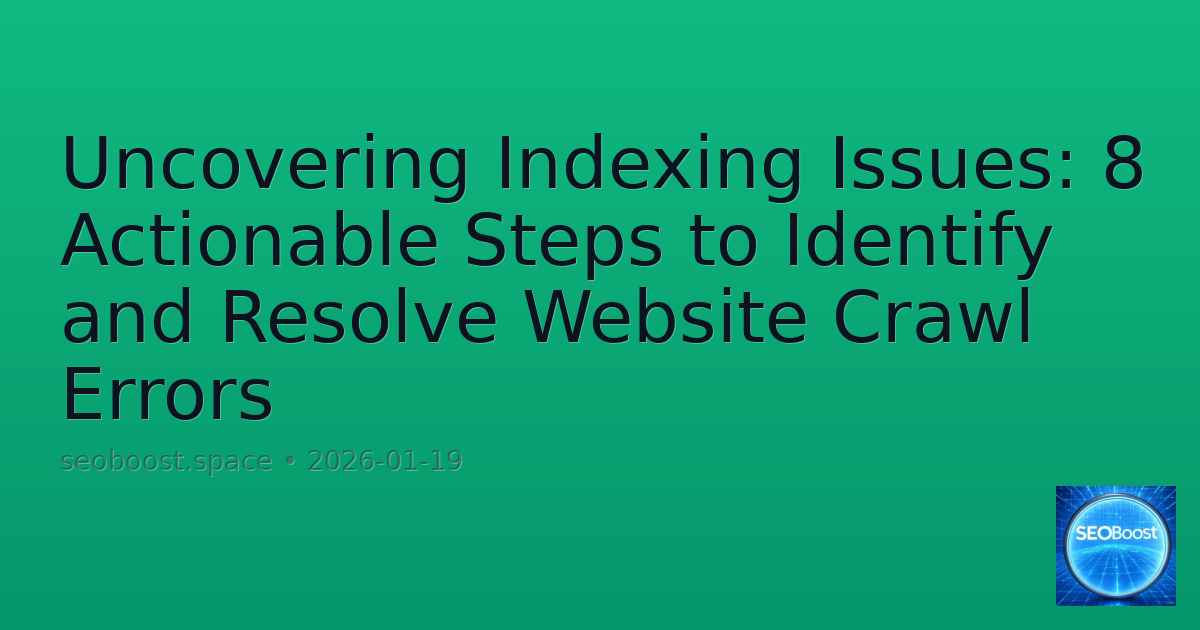 Uncovering Indexing Issues: 8 Actionable Steps to Identify and Resolve Website Crawl Errors